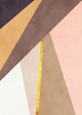 Geometric Abstract Art with Gold Accent
