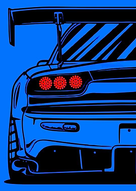 Blue Sports Car Tail Lights