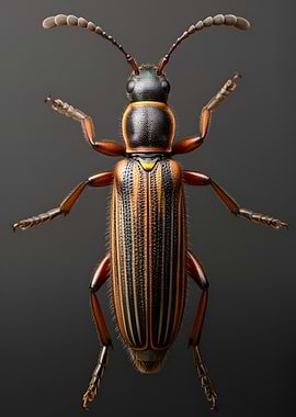 Detailed Macro Shot of a Striped Beetle