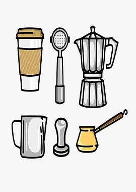 Coffee Making Tools Illustration