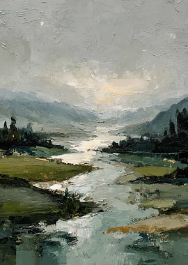 Impressionistic River Landscape Painting