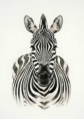 Watercolor Zebra Portrait