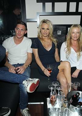 Pamela Anderson and friends at a party
