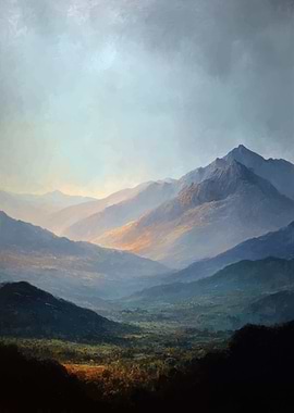 Misty Mountain Valley Sunrise