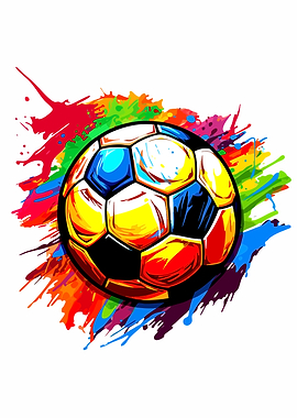 Colorful Soccer Ball Splash Art