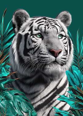 White Tiger in Tropical Foliage