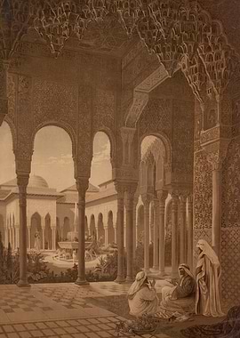 Moorish Courtyard with Figures