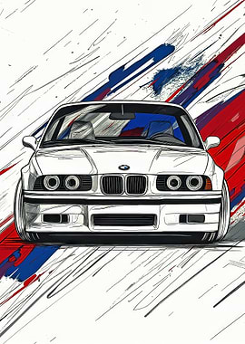 White BMW E36 M3 Art
