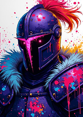 Knight with Neon Pink Armor