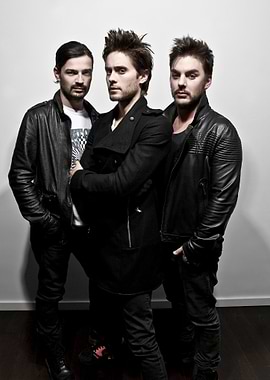 Three men in black leather jackets