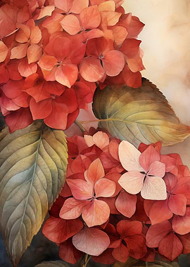 Red Hydrangea Floral