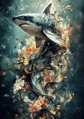 Shark with Flowers