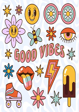 Retro Good Vibes Sticker Collection
