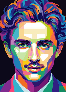 Colorful Pop Art Portrait of Timothée Chalamet