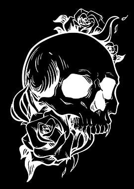 Skull with Roses Illustration