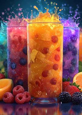 Colorful Fruit Drinks with Splashes