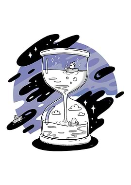 Hourglass with Cosmic Scenes