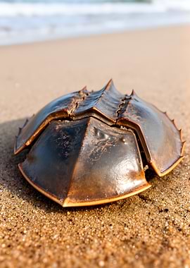 Horseshoe crab on a sandy beach