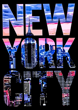 New York City Skyline Text Art