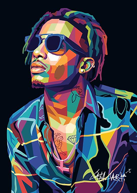 Colorful Pop Art Portrait of Wiz Khalifa