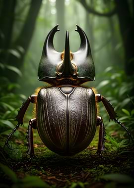 Rhinoceros Beetle in Forest