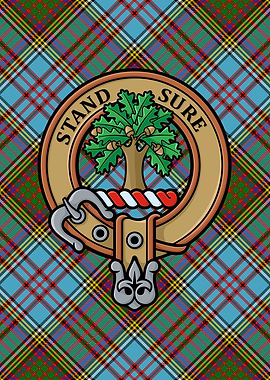Scottish Clan Anderson Crest over Tartan Background