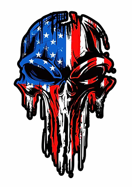 American Flag Skull Dripping Design