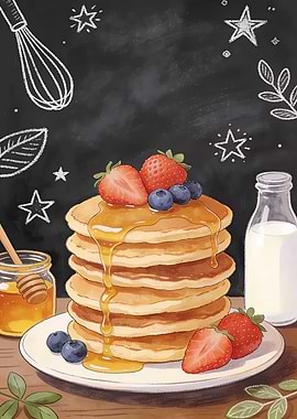 Pancakes with Berries and Honey