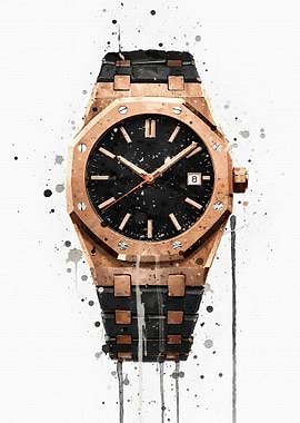 Rose Gold and Black Luxury Watch