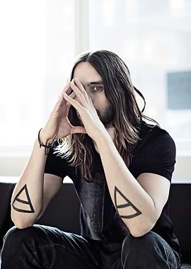 Jared Leto with hand gesture