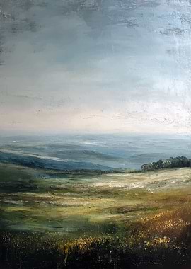 Misty Mountain Landscape Painting