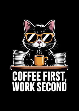 Cool Cat with Coffee