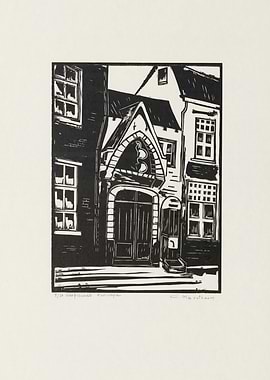 Archway and Buildings in Black and White