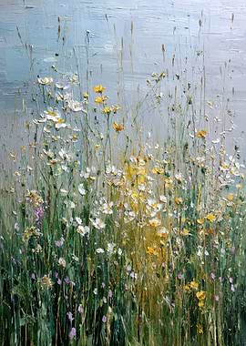 Impressionistic Wildflowers in a Field