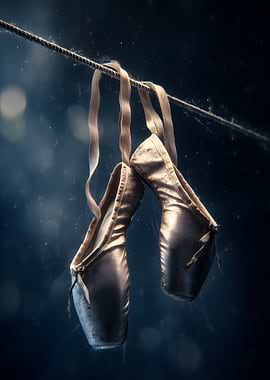 Ballet pointe shoes hanging