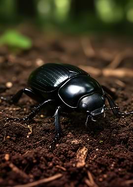 Black Beetle on Soil