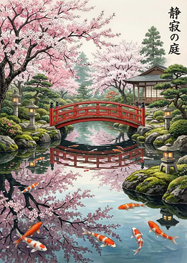 Serene Japanese Garden with Koi Pond
