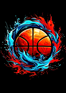 Basketball with Fiery Splash