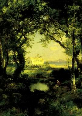 Tranquil Landscape with Ancient Ruins