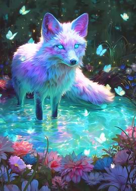 Magical Fox in a Floral Wonderland