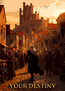 Fantasy Cityscape with Dragon