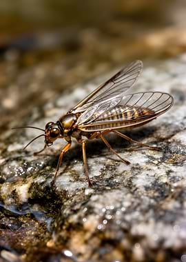Close-up of a Stonefly on a Rock