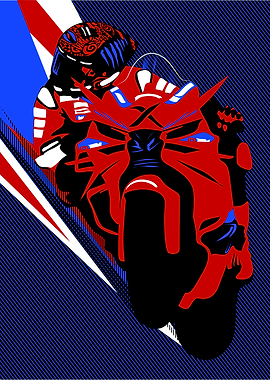 Red Motorcycle in Action