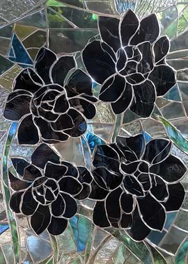 Stained Glass Black Succulent Flowers