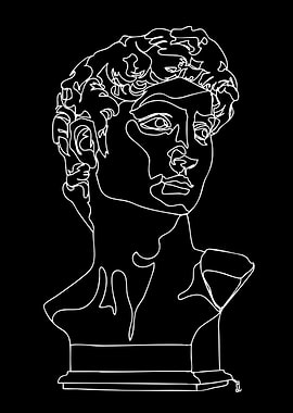 Minimalist David Bust Line Art
