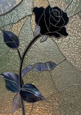 Stained Glass Black Rose