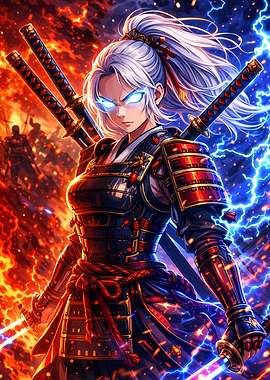 Samurai Warrior with Glowing Eyes