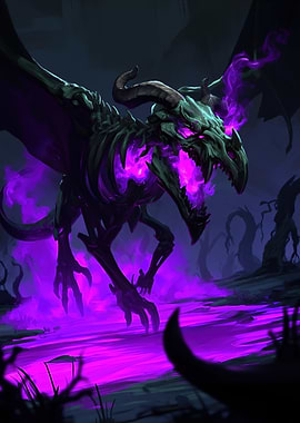 Undead Dragon with Purple Fire