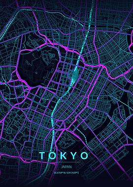 Neon Tokyo Street Grid