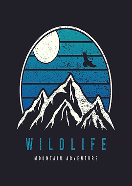 Wildlife Mountain Adventure Retro Design